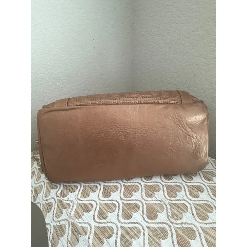 Marnie Bug Bag Golden Bronze Textured Leather Shoulder Bag with Gold Hardware